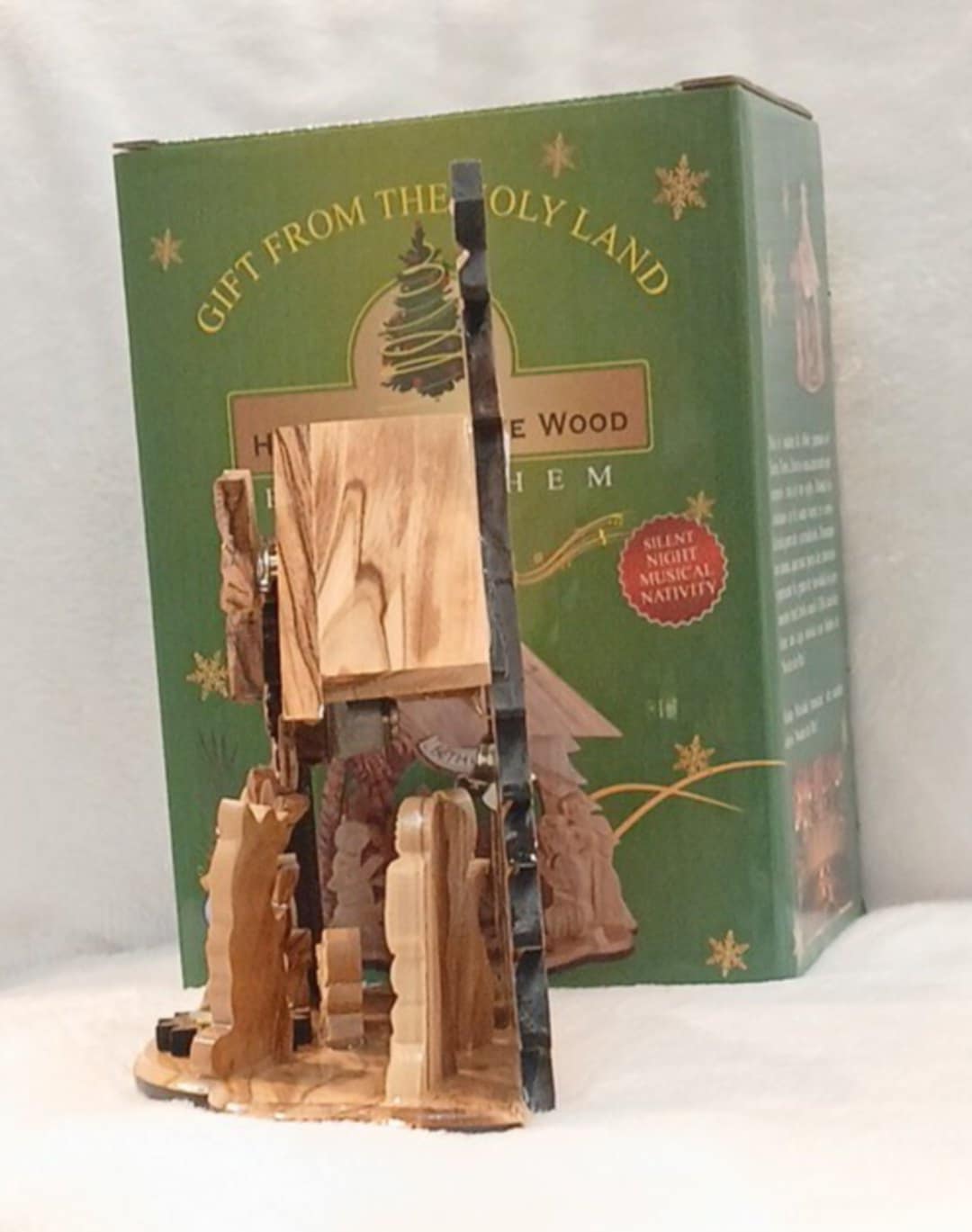 Nativity seen olive wood Hand made from the Holy Land ,came with a musical box ( silent night)