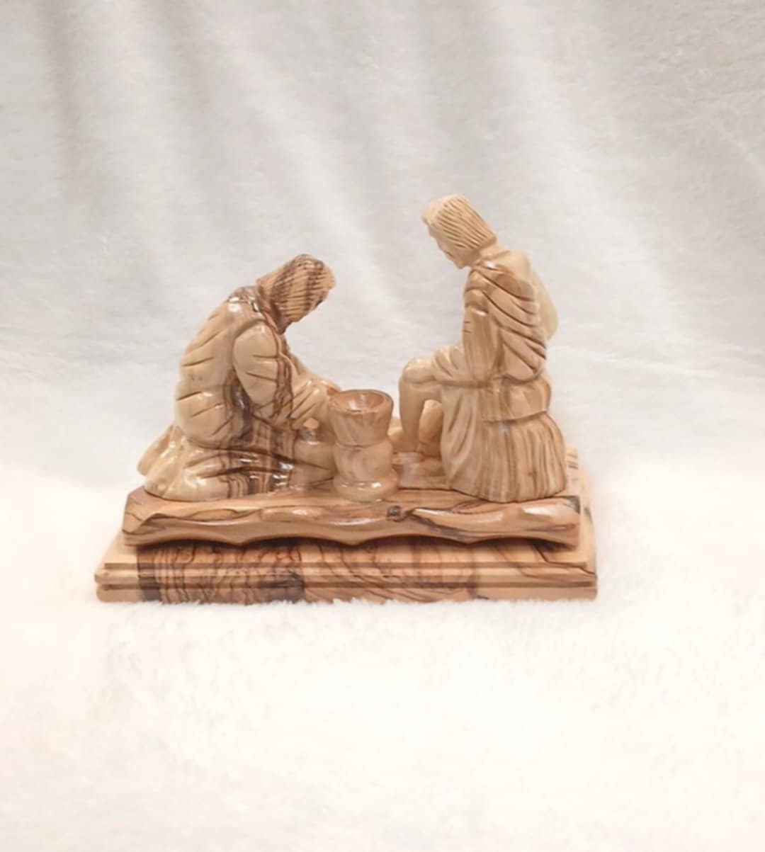 Jesus Christ washing Disciple's feet olive wood Hand carved from the Holy Land