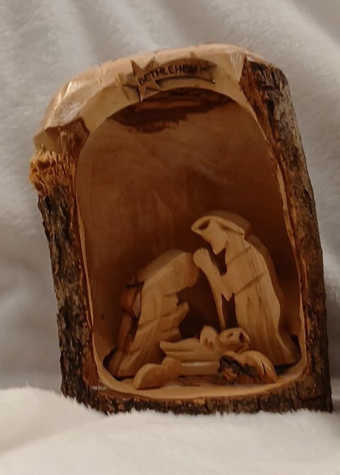 Nativity set natural branch of the Olive tree hand carved hand made from the Holyland