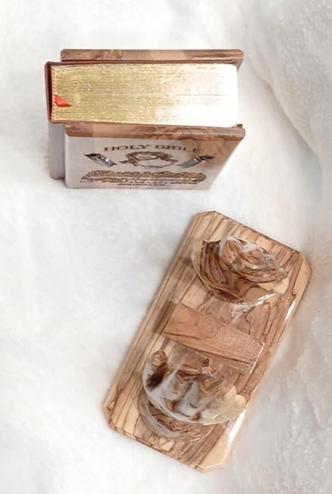 Holy Bible covered with olive Wood old and new testament