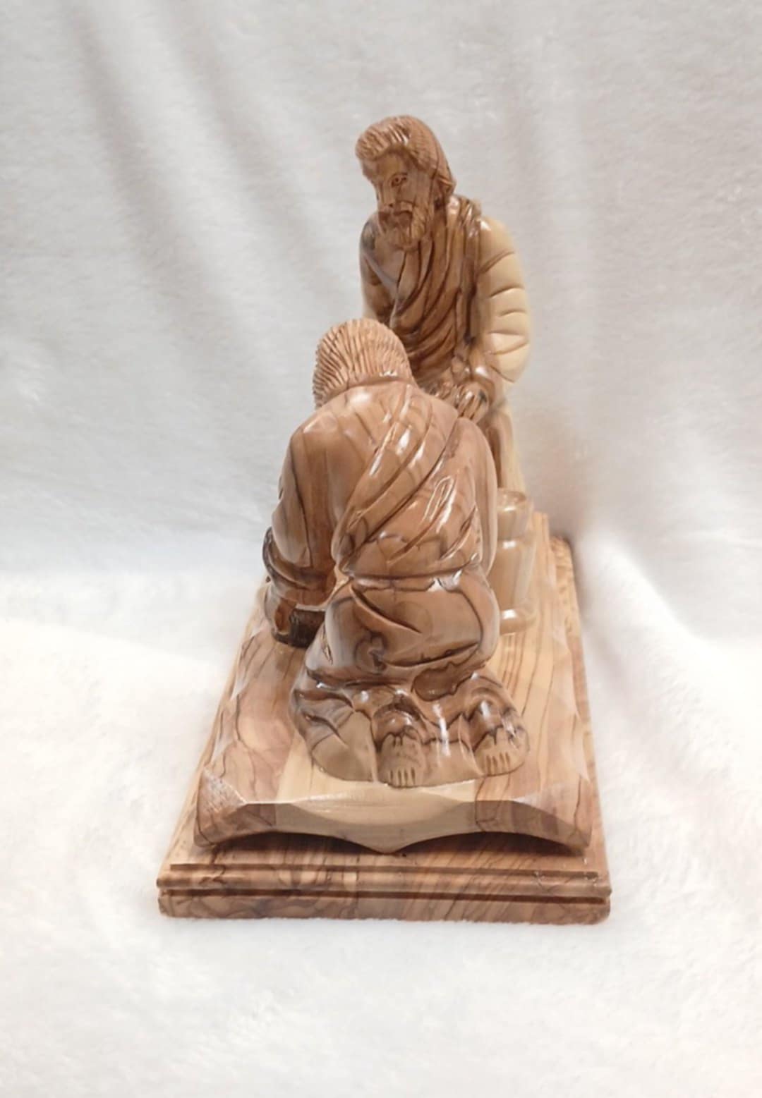 Jesus Christ washing Disciple's feet olive wood Hand carved from the Holy Land