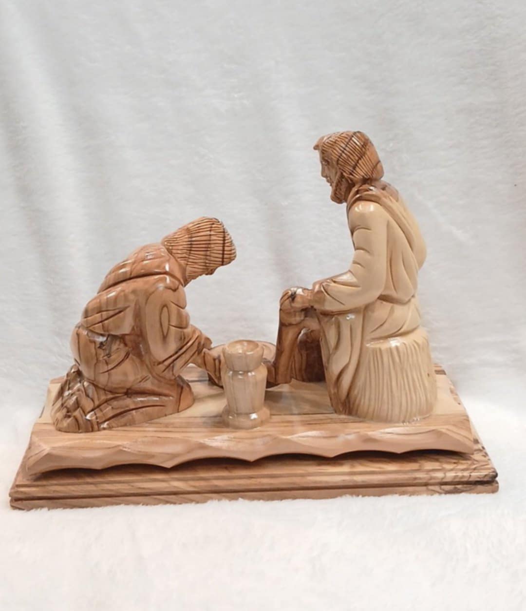 Jesus Christ washing Disciple's feet olive wood Hand carved from the Holy Land