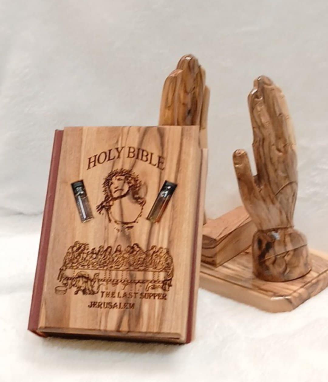 Holy Bible covered with olive Wood old and new testament
