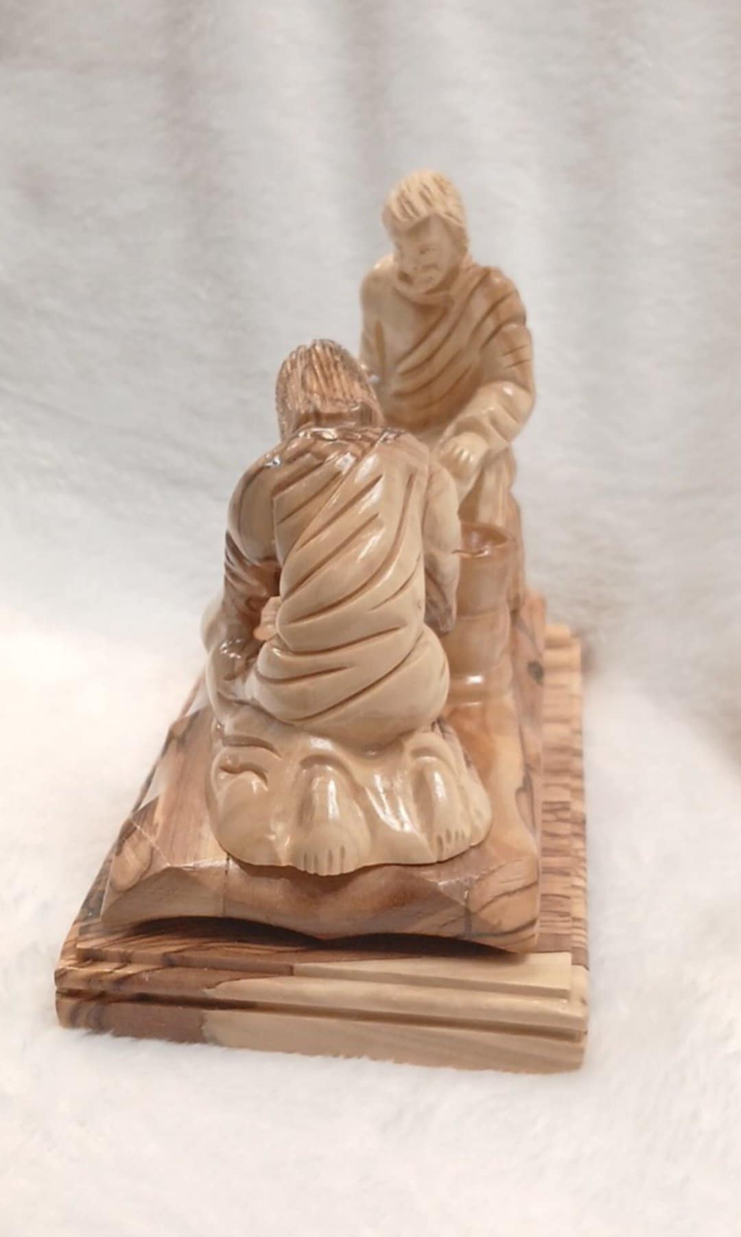 Jesus Christ washing Disciple's feet olive wood Hand carved from the Holy Land