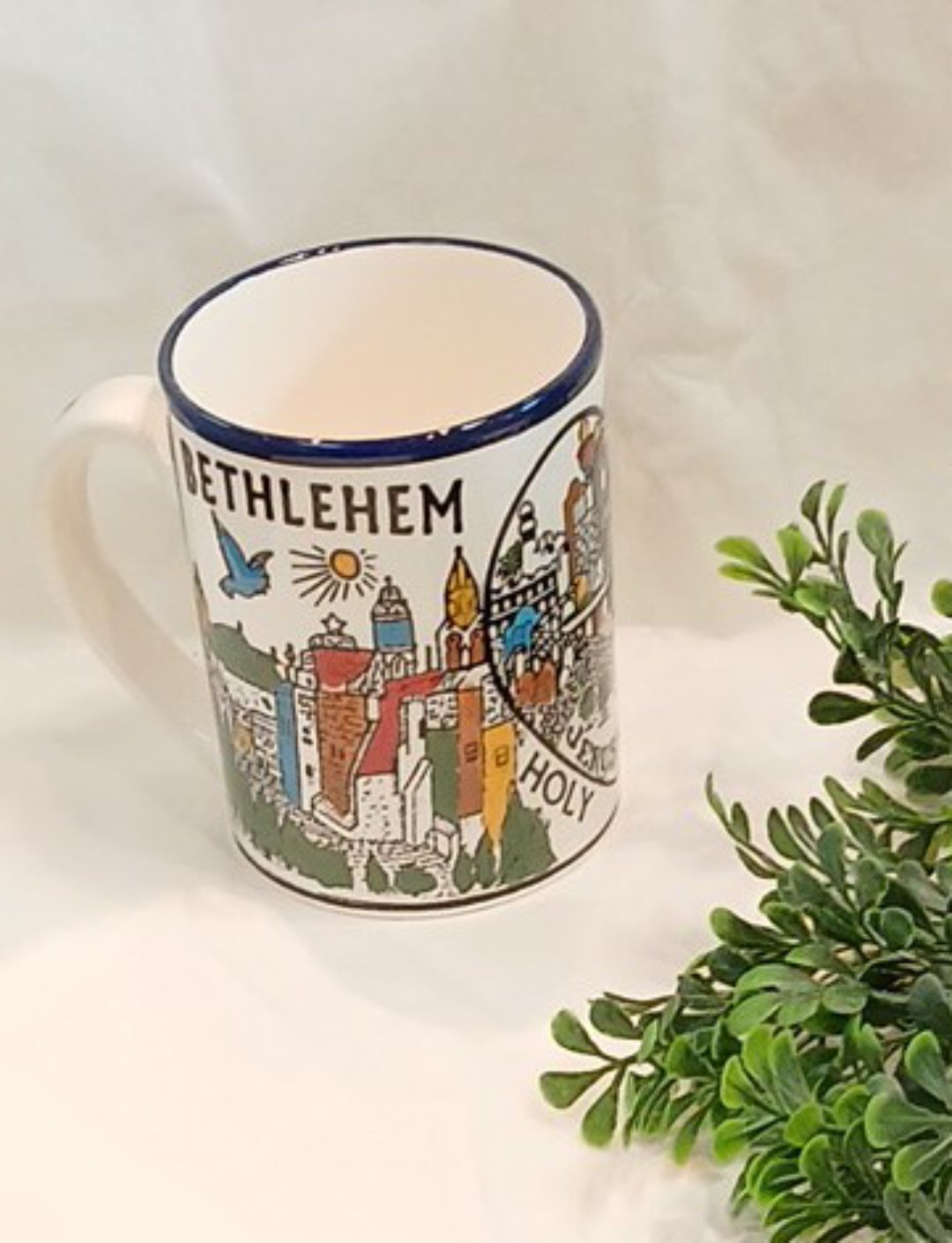 Ceramic Mug hand made and hand painted from the Holy land