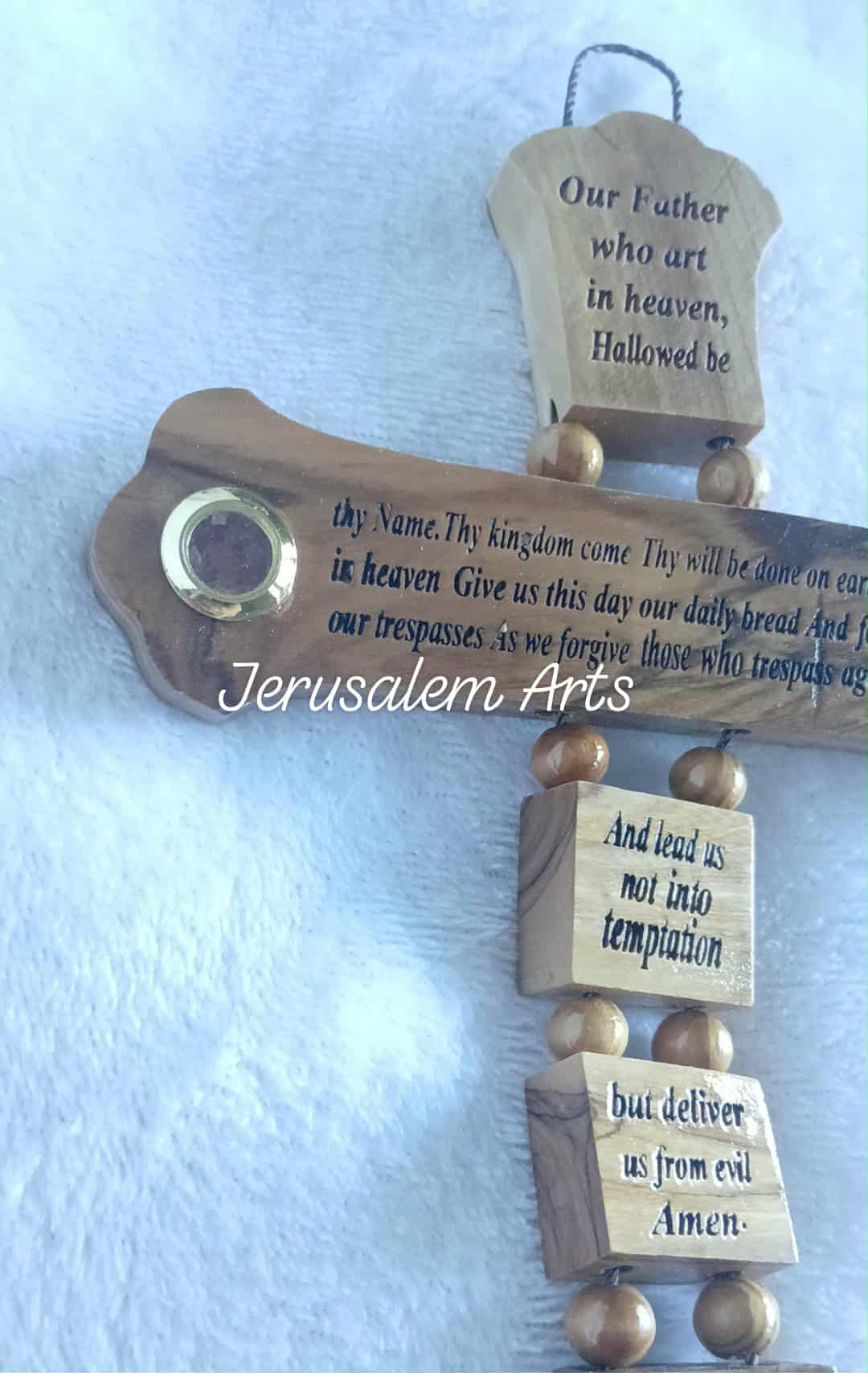 Hanging cross our father prayer with Holy oil