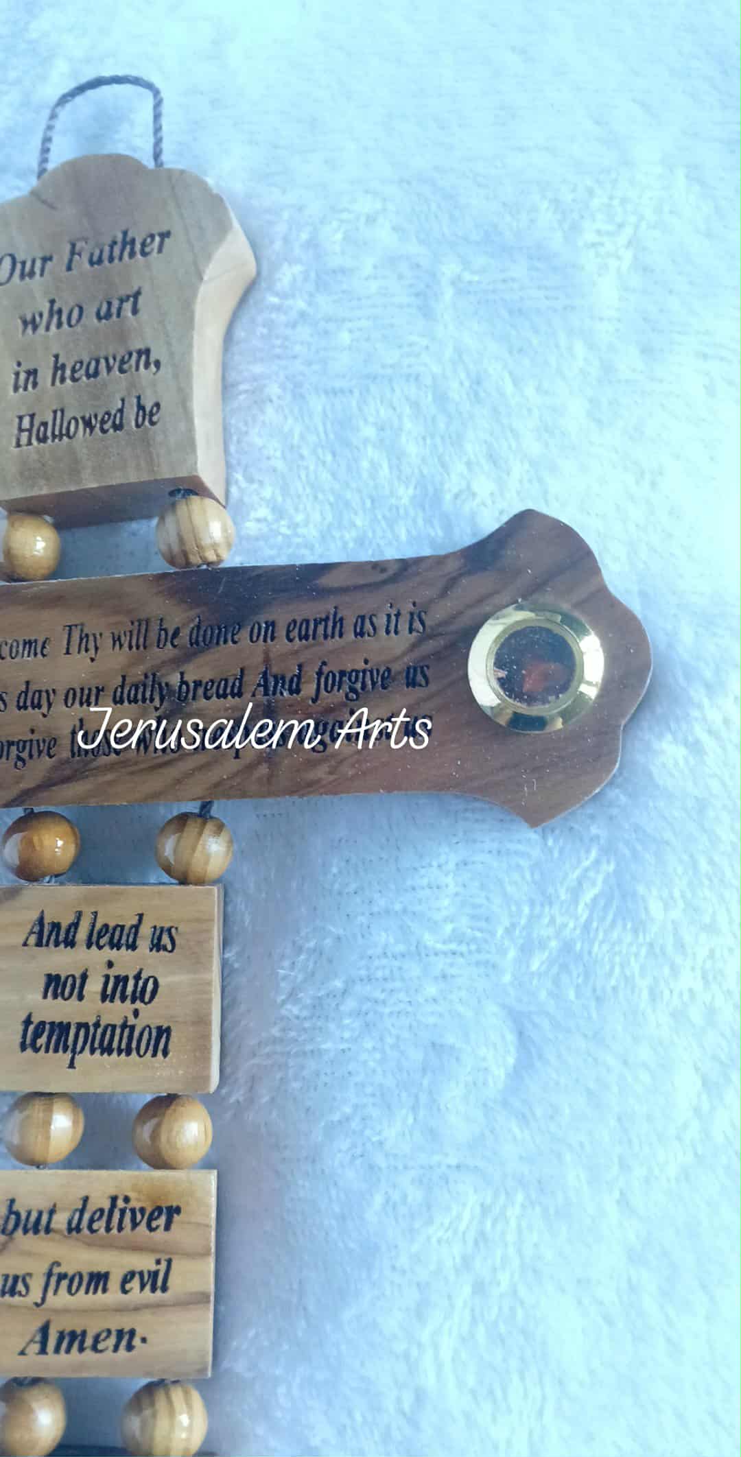 Hanging cross our father prayer with Holy oil