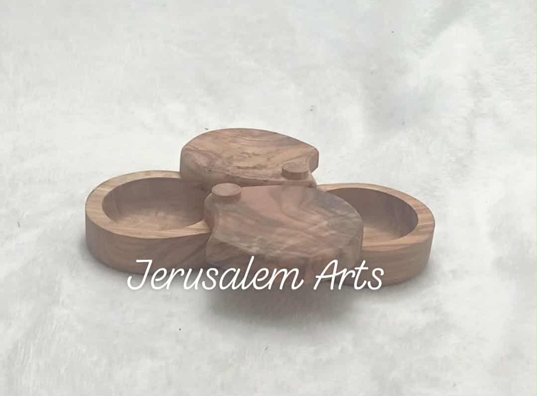 Salt and pepper cellar olive wood handcrafted in the HolyLand