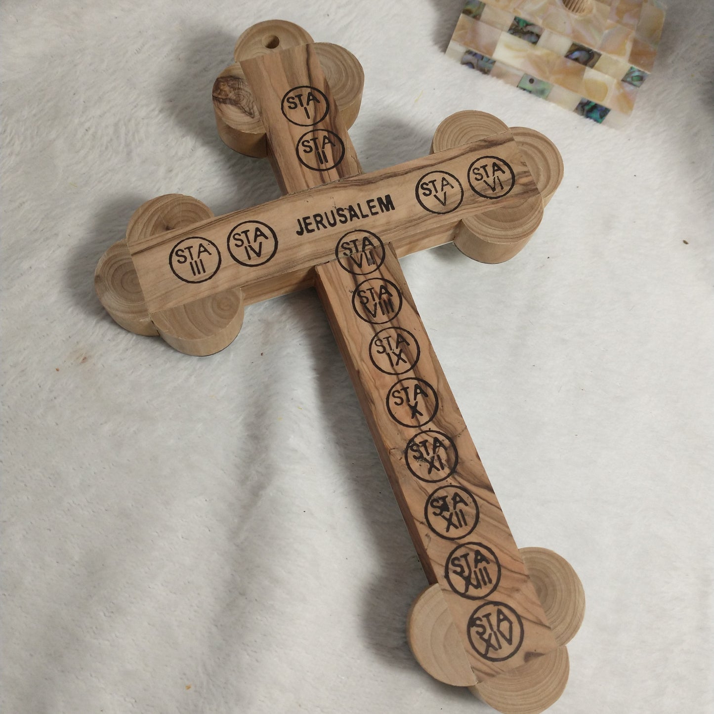Cross Mother of pearl and Olive wood .