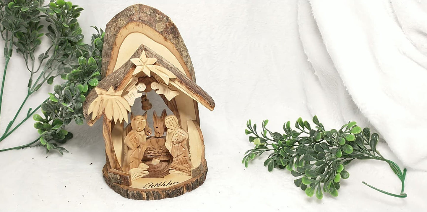 Nativity set olive wood hand carved