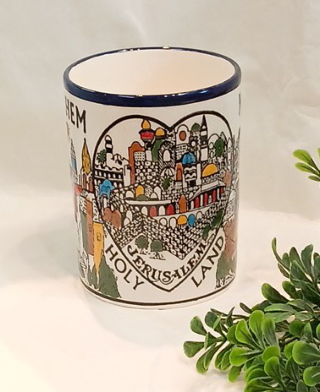 Ceramic Mug hand made and hand painted from the Holy land