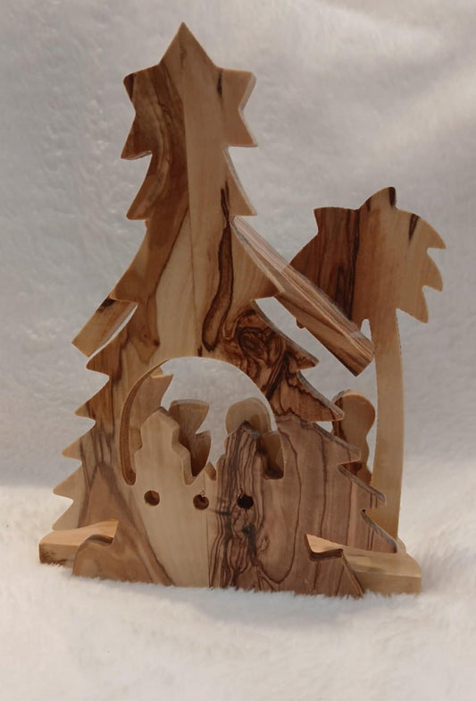 Nativity set Christmas tree hand carved olive wood