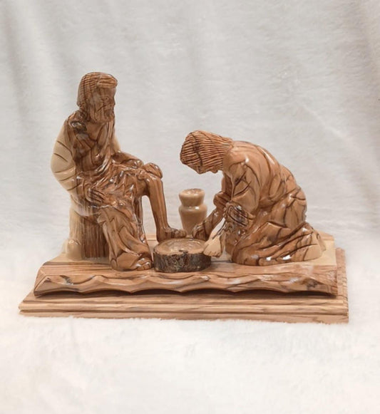 Jesus Christ washing Disciple's feet olive wood Hand carved from the Holy Land