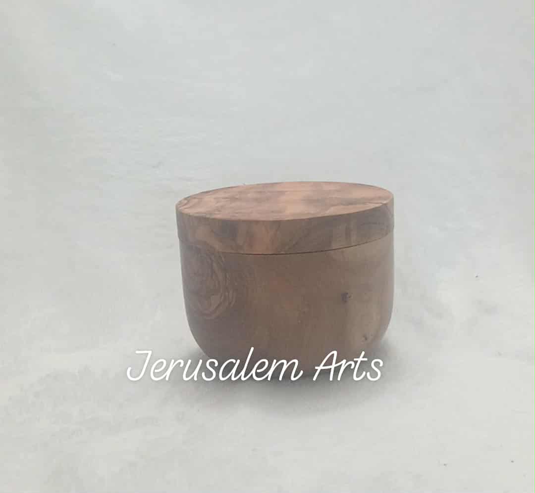 Spices jar with magnet on the cap , olive wood handcrafted in the HolyLand.