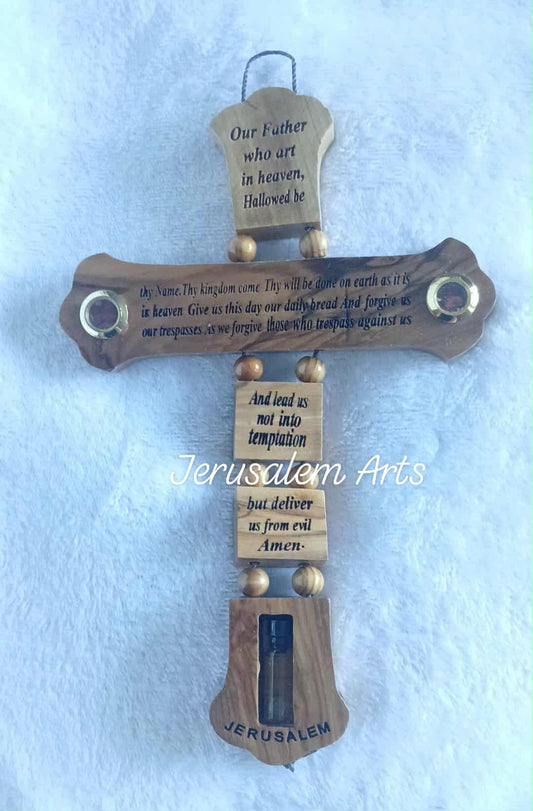 Hanging cross our father prayer with Holy oil