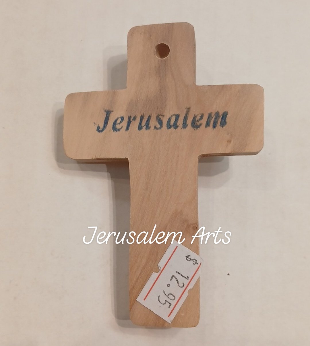 Cross olive wood small size with Holy stone