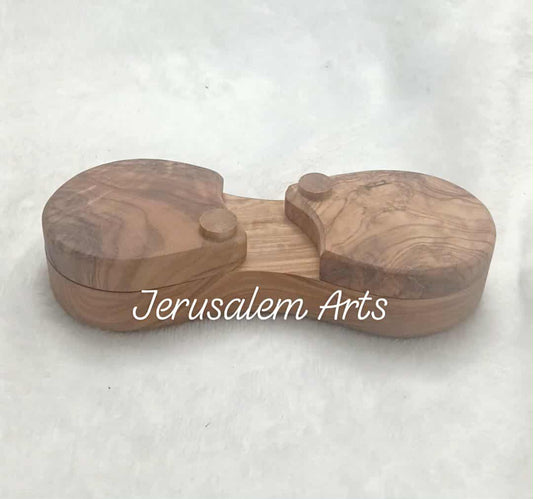 Salt and pepper cellar olive wood handcrafted in the HolyLand