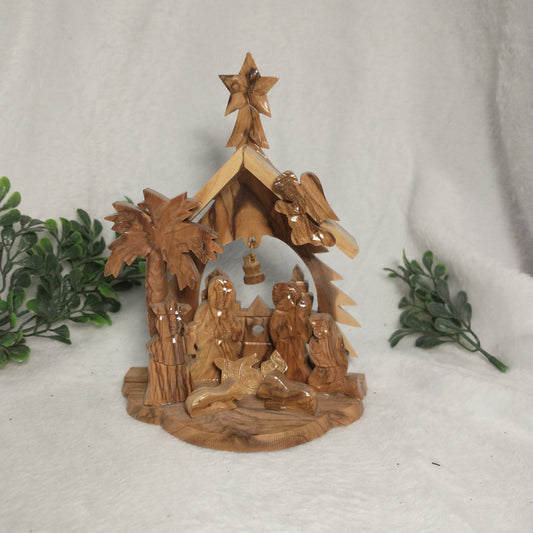 Nativity set Christmas tree hand carved olive wood