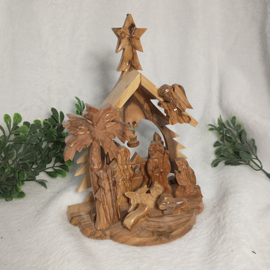 Nativity set Christmas tree hand carved olive wood