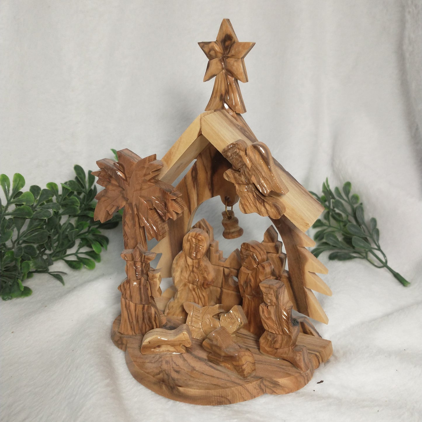 Nativity set Christmas tree hand carved olive wood