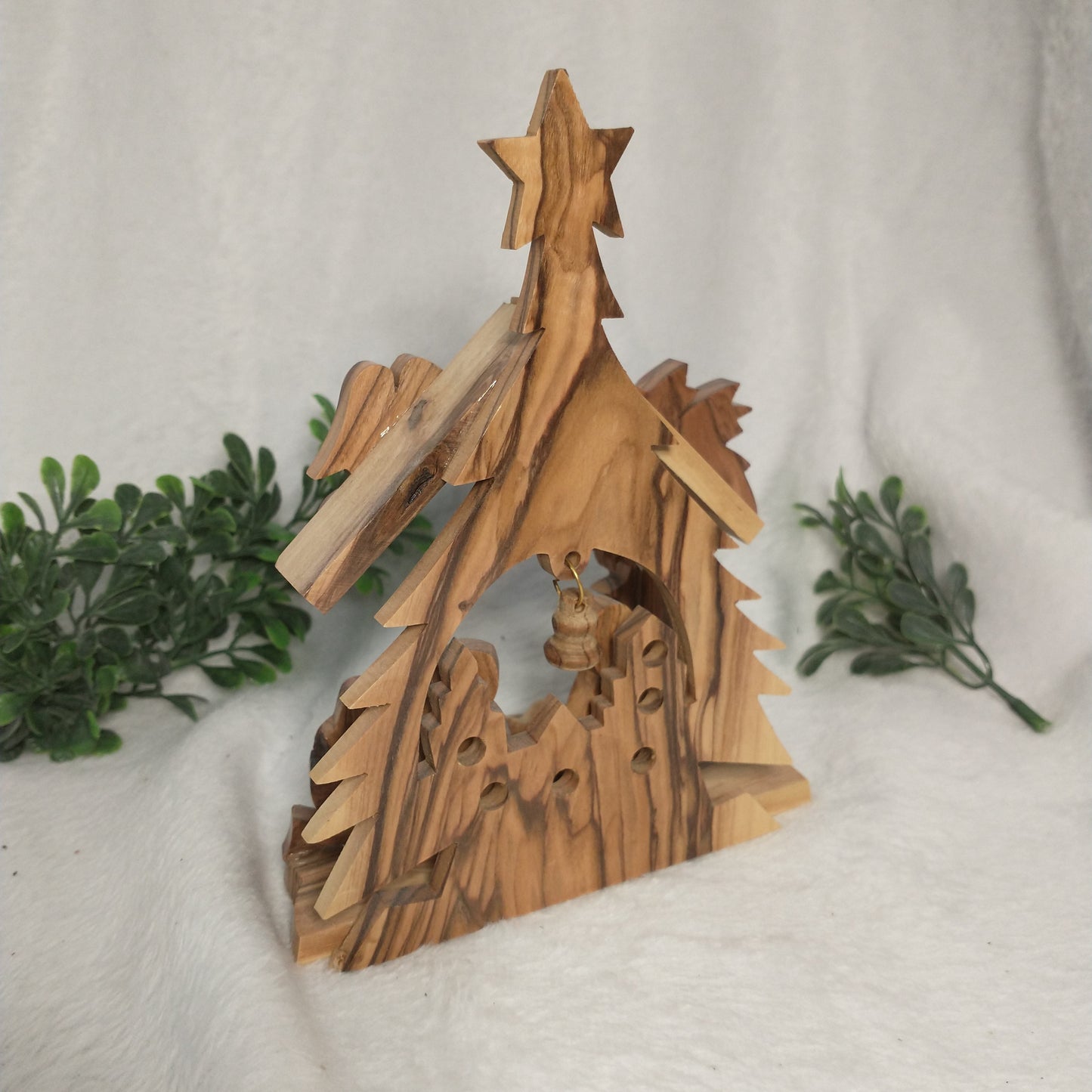 Nativity set Christmas tree hand carved olive wood