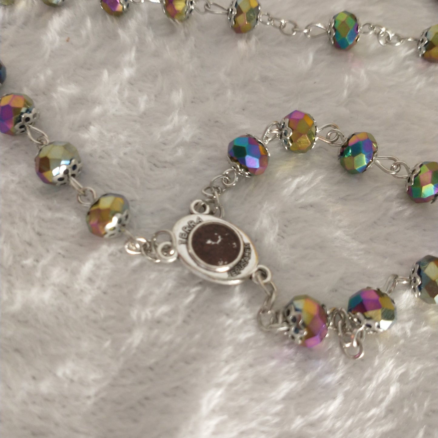 Rosary crystal multi colors with holy soil from Jerusalem