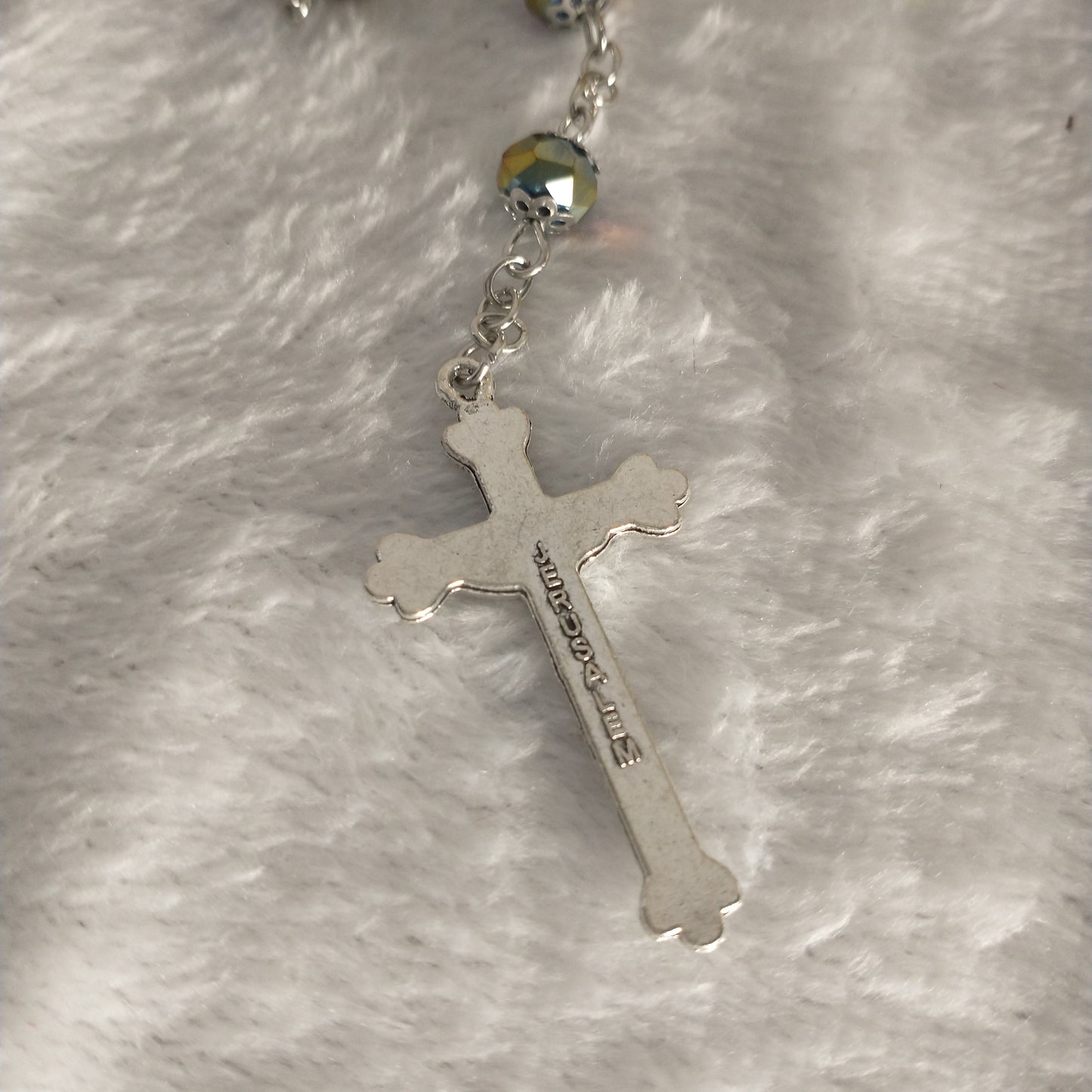 Rosary crystal multi colors with holy soil from Jerusalem