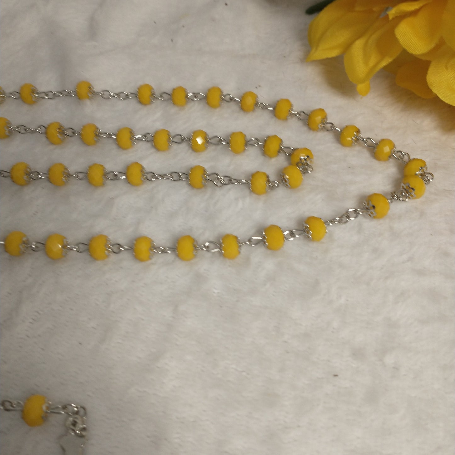 Crystal dark yallow rosary with holy Soil from Jerusalem hand made .this rosary for prayers forst Communion . Baptism