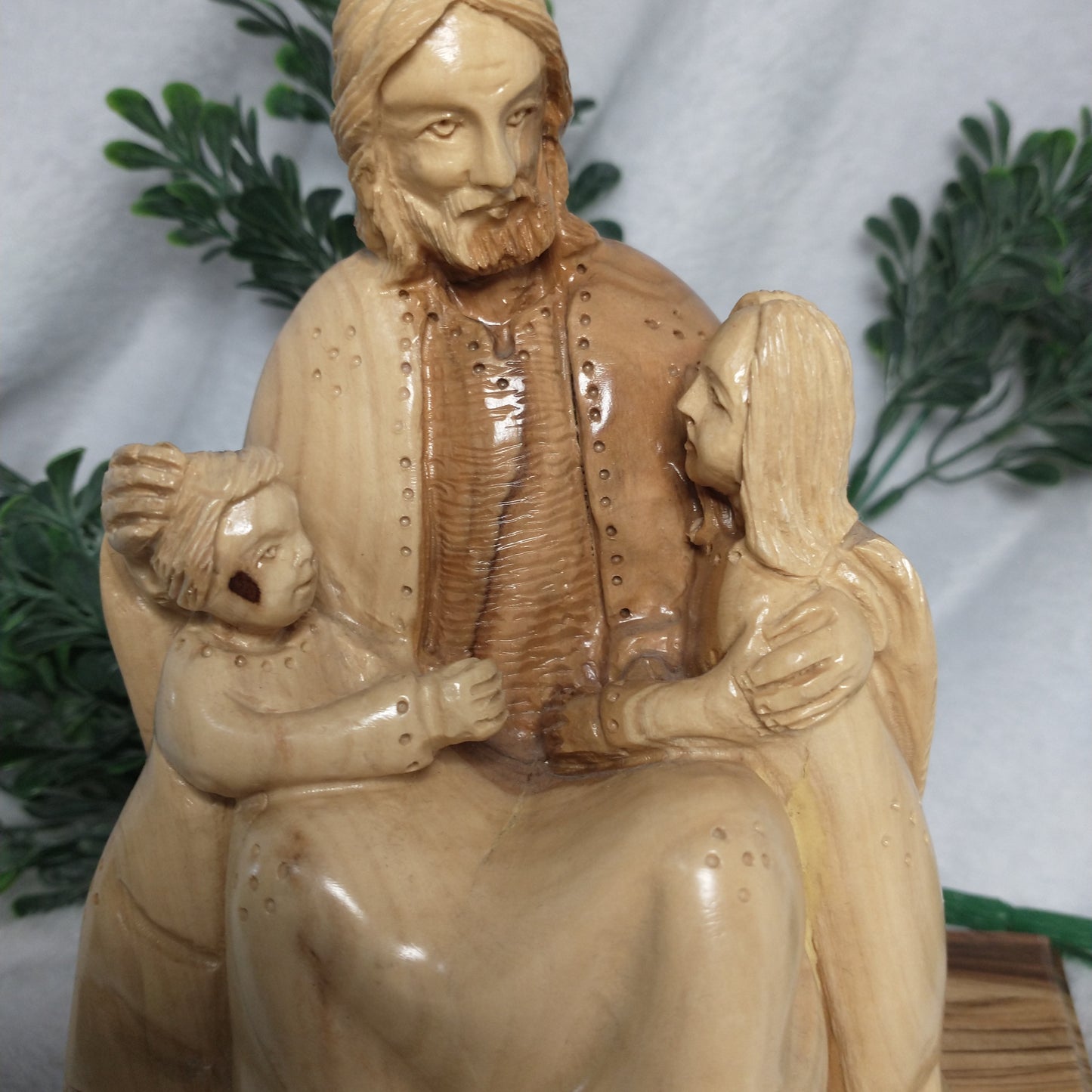 Jesus with little children Hand carved olive Wood from Bethlehem.