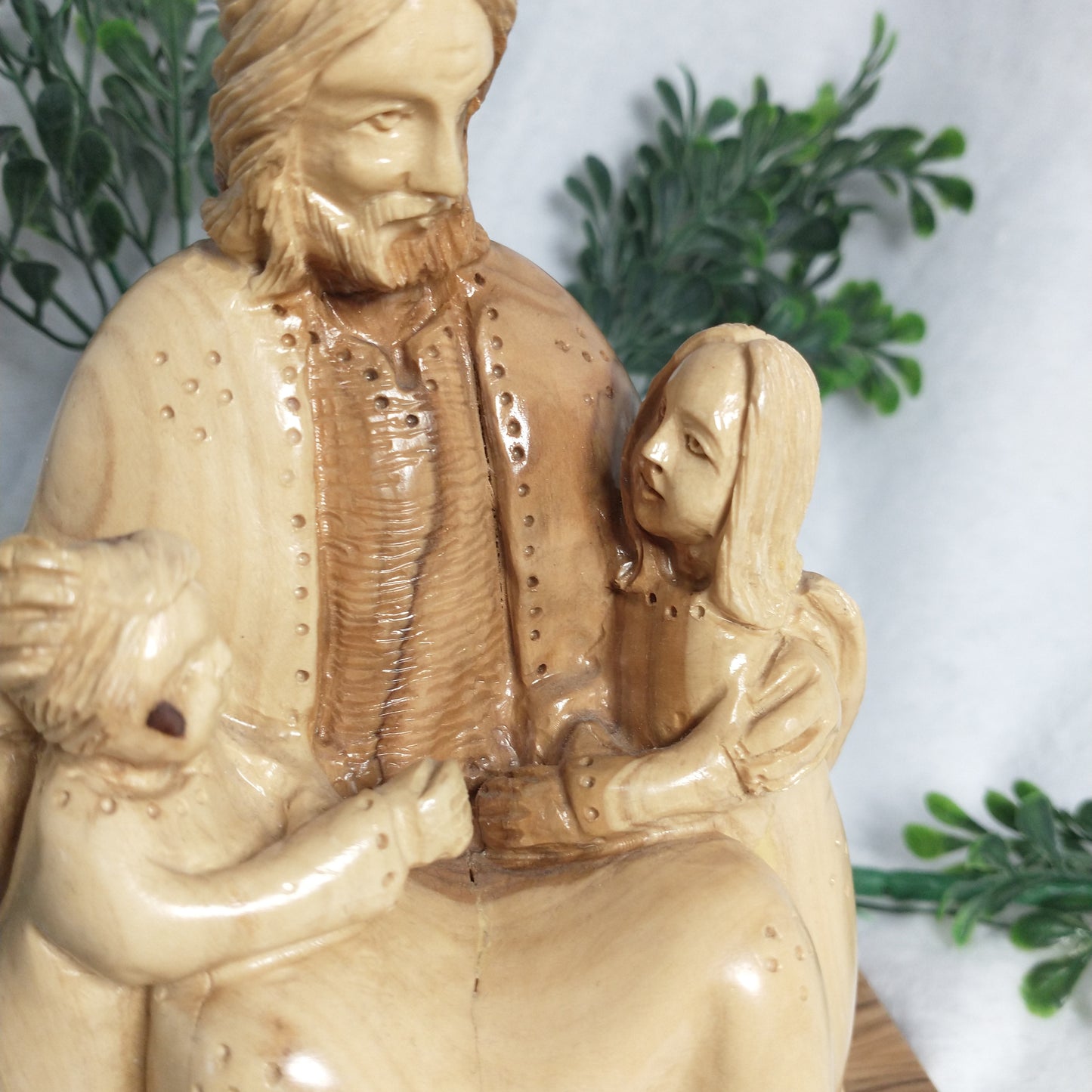 Jesus with little children Hand carved olive Wood from Bethlehem.