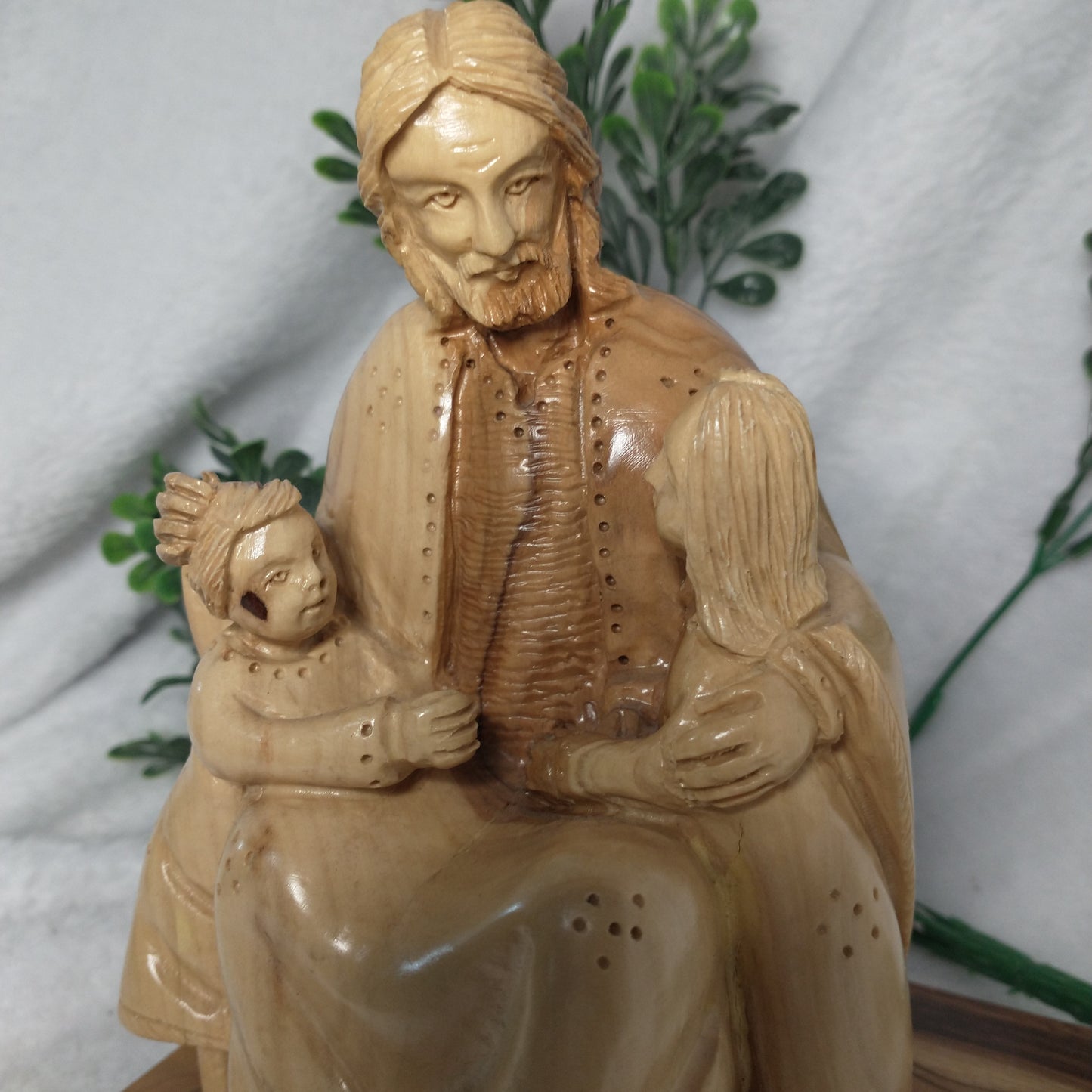 Jesus with little children Hand carved olive Wood from Bethlehem.