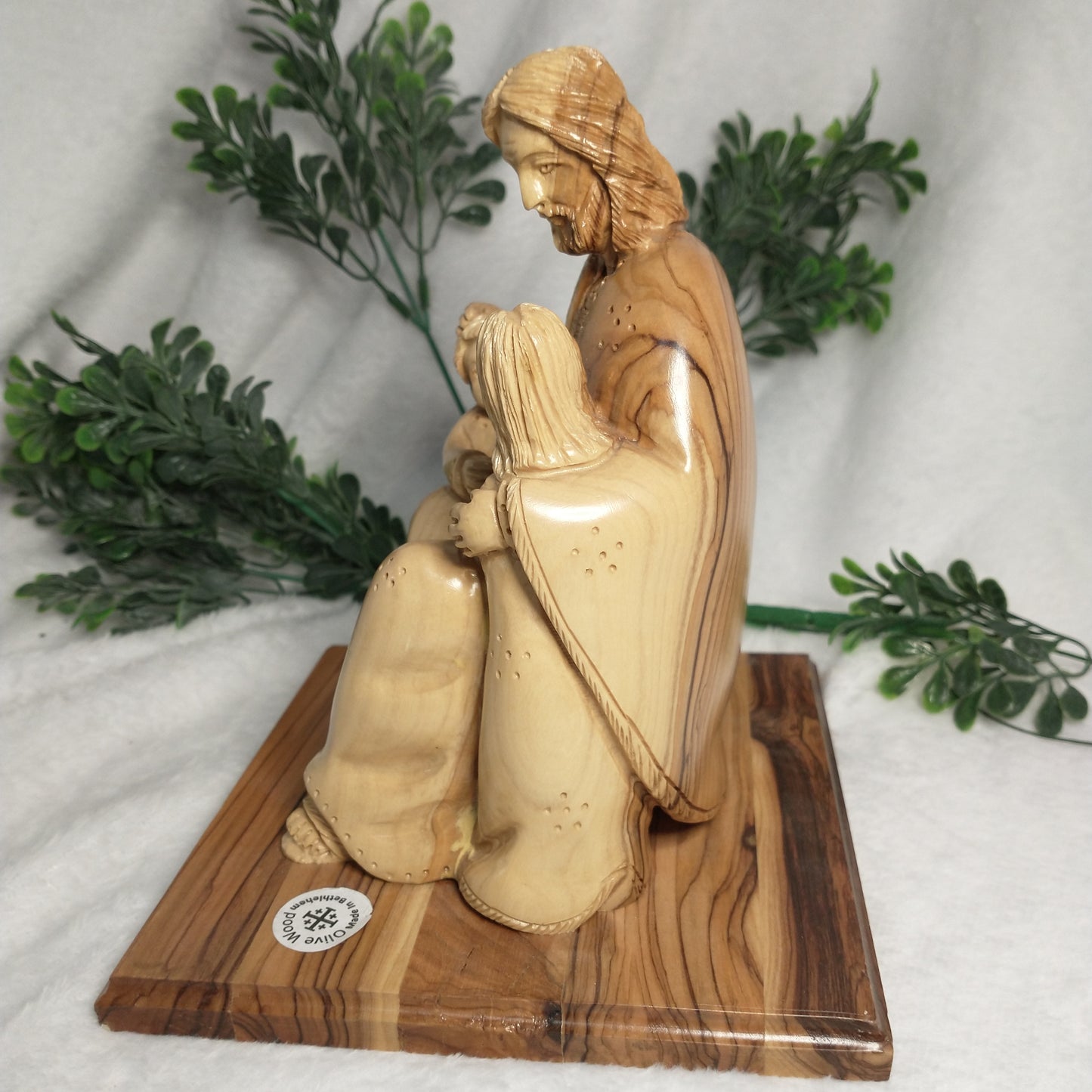 Jesus with little children Hand carved olive Wood from Bethlehem.