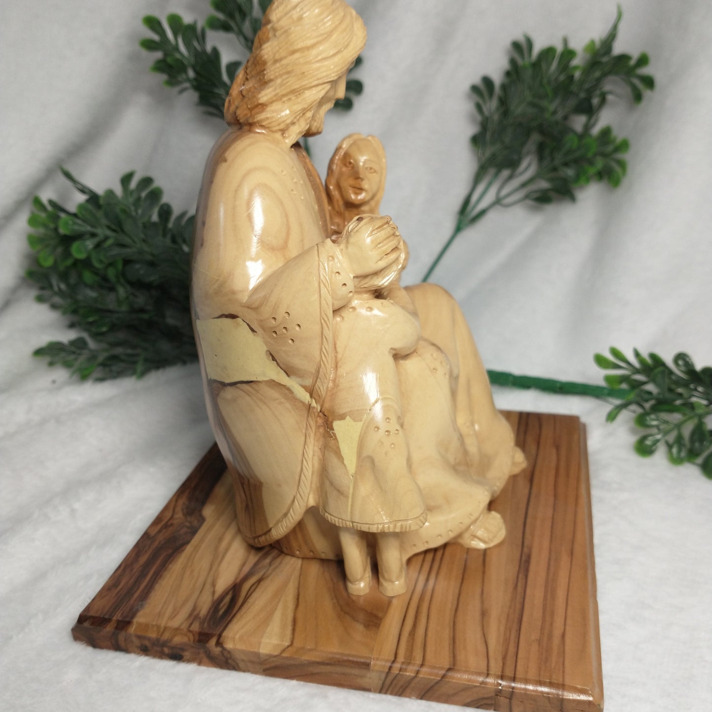 Jesus with little children Hand carved olive Wood from Bethlehem.