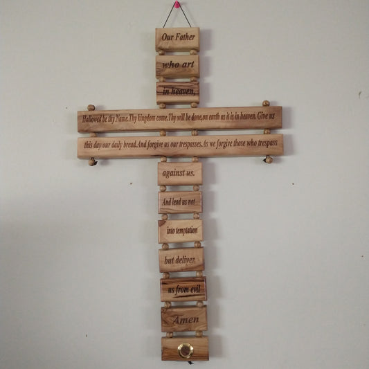 Señor de oración del Padre Nuestro. Madera de olivo. Hecho a mano en Belén.