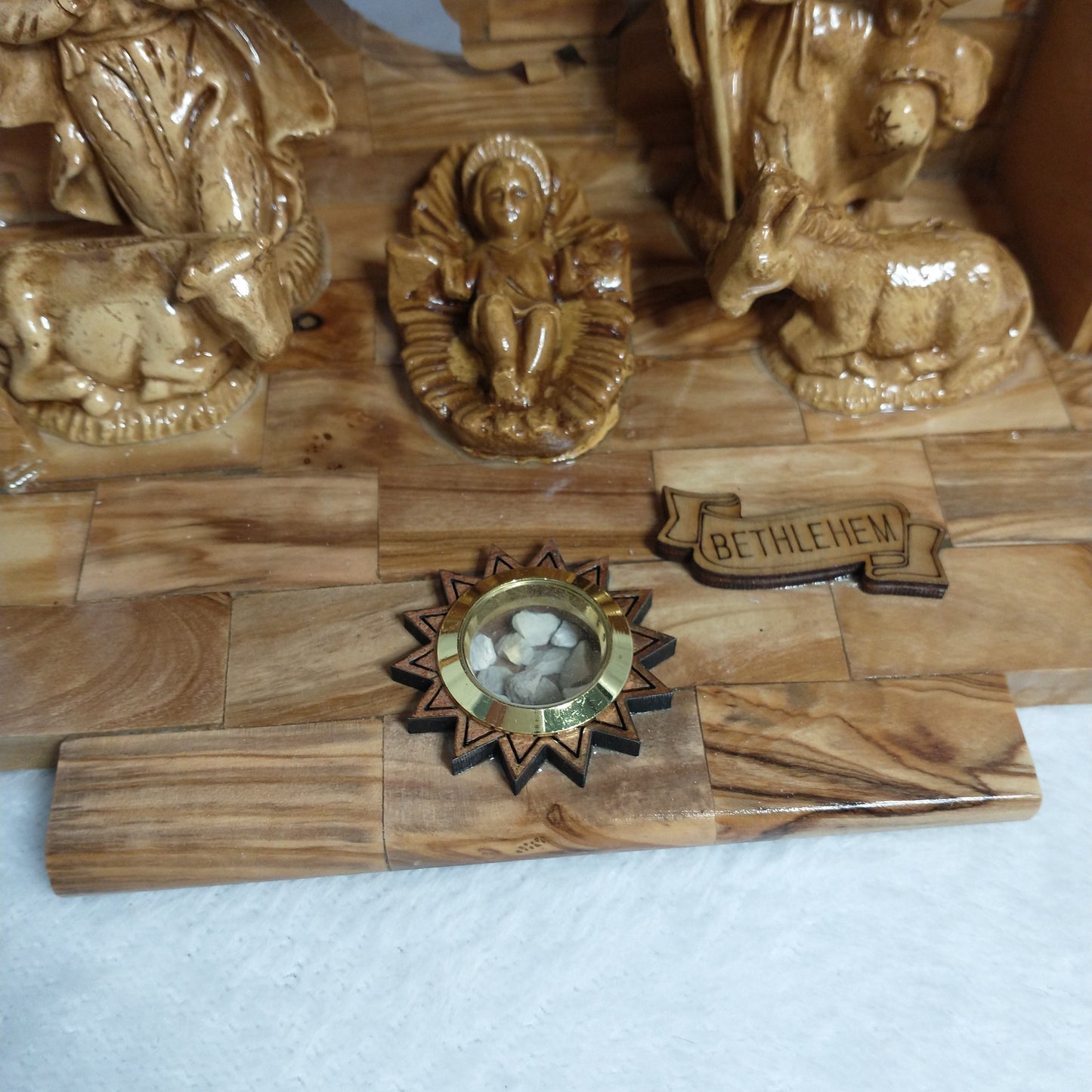 Nativity set .Olive wood with Music box  Silent Night