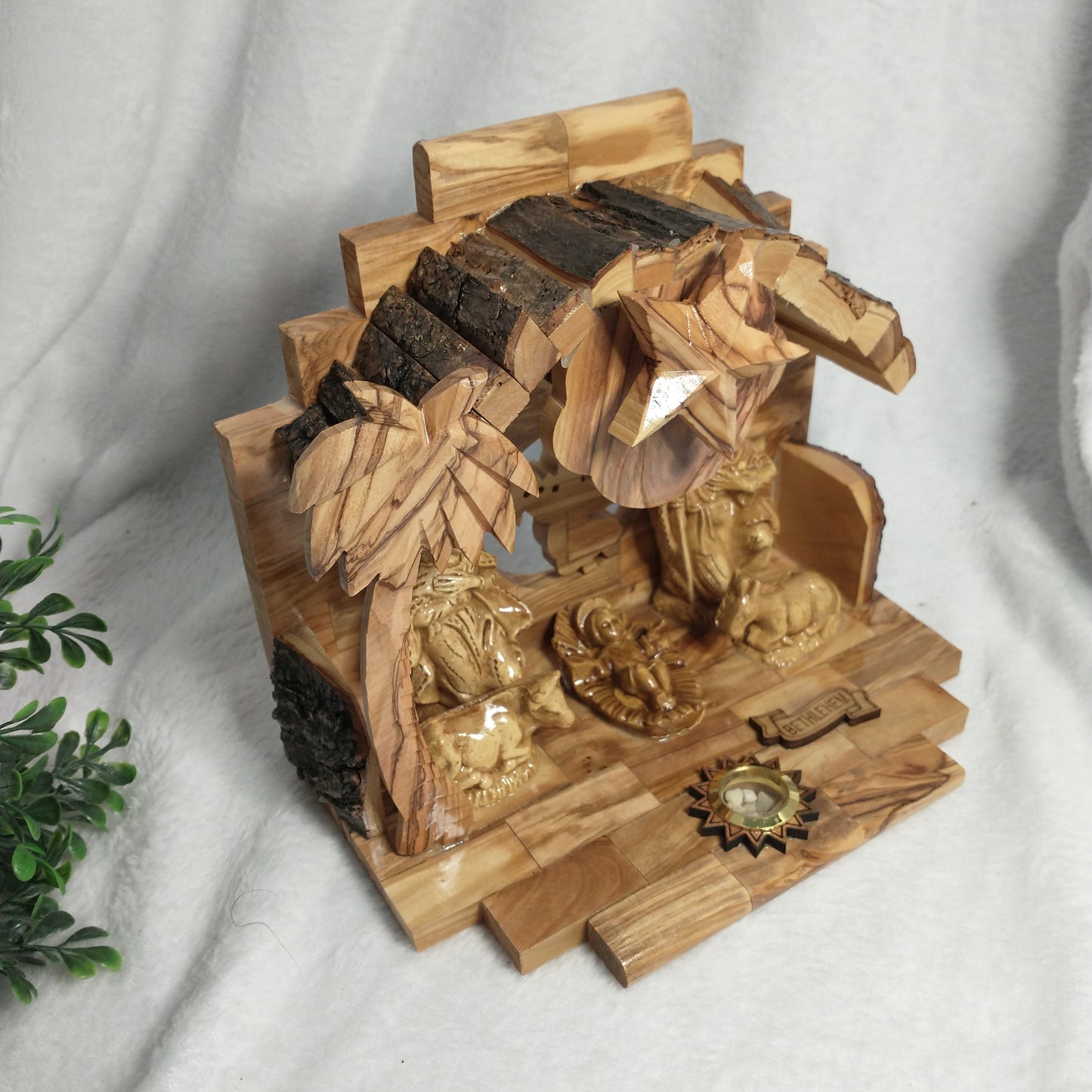 Nativity set .Olive wood with Music box  Silent Night