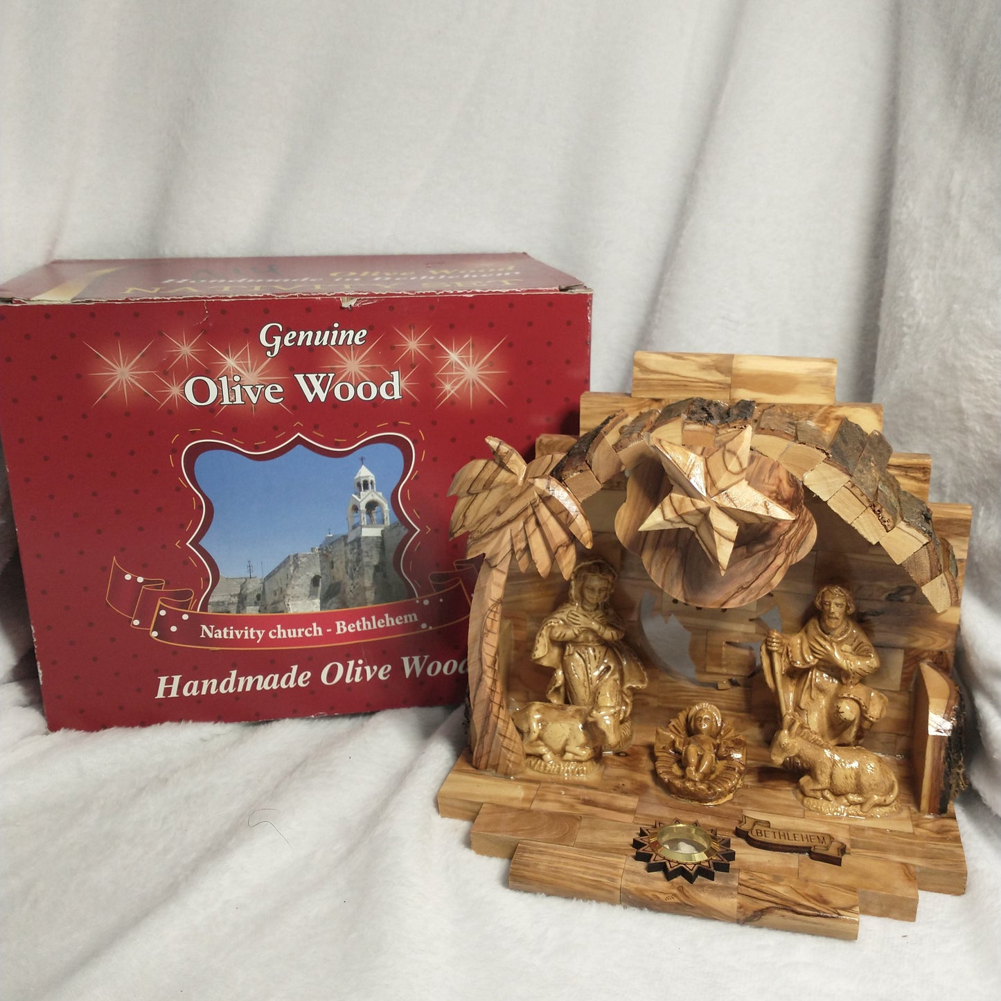 Nativity set .Olive wood with Music box  Silent Night