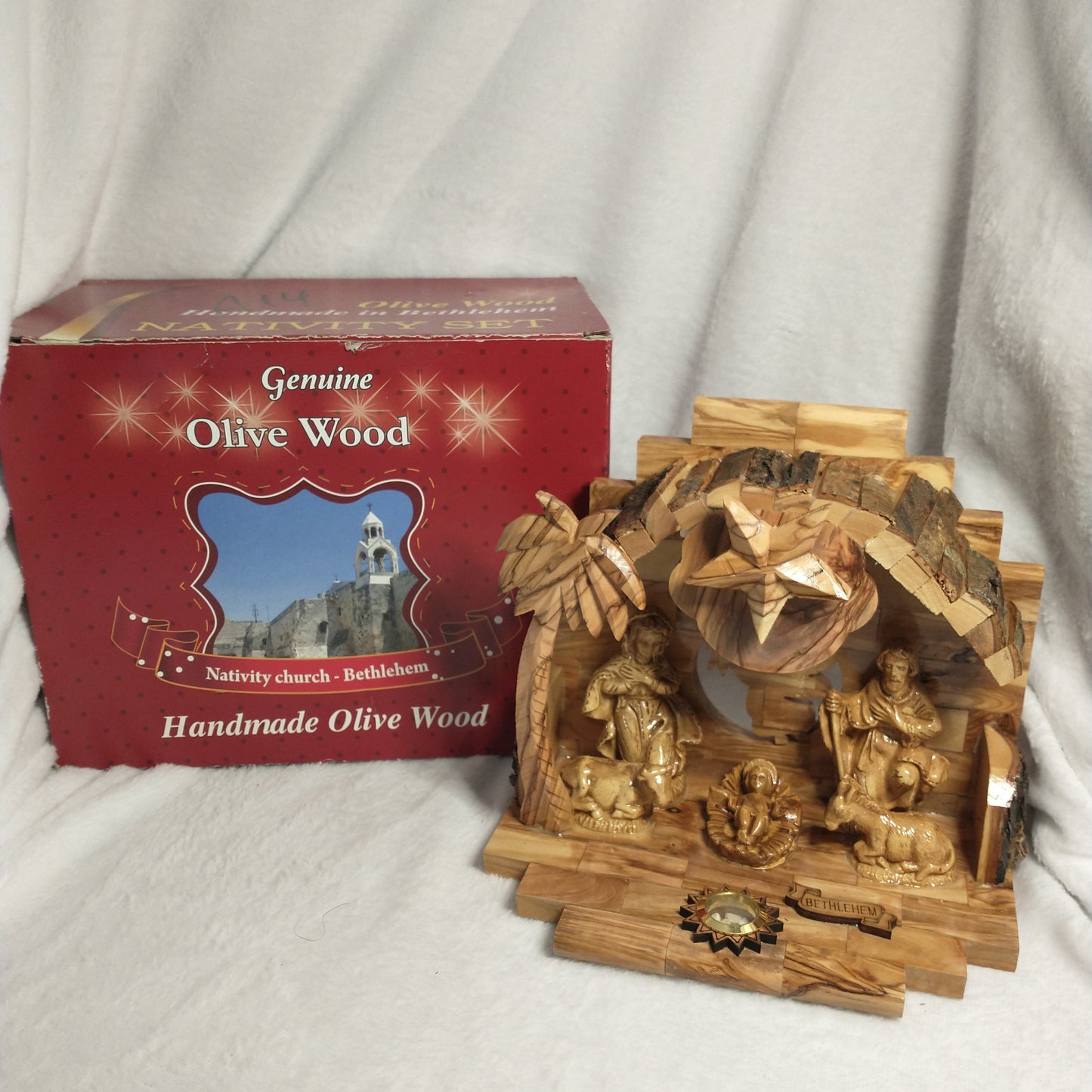 Nativity set .Olive wood with Music box  Silent Night