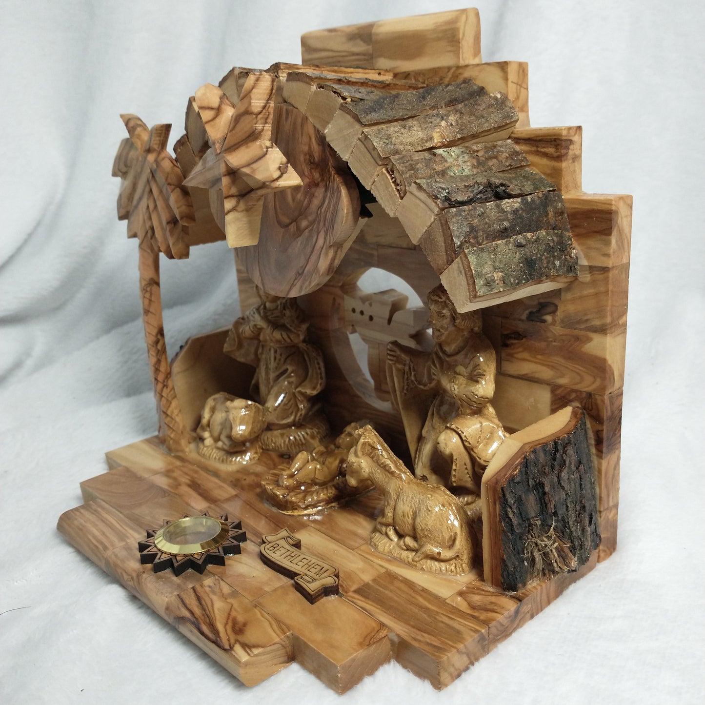 Nativity set .Olive wood with Music box  Silent Night