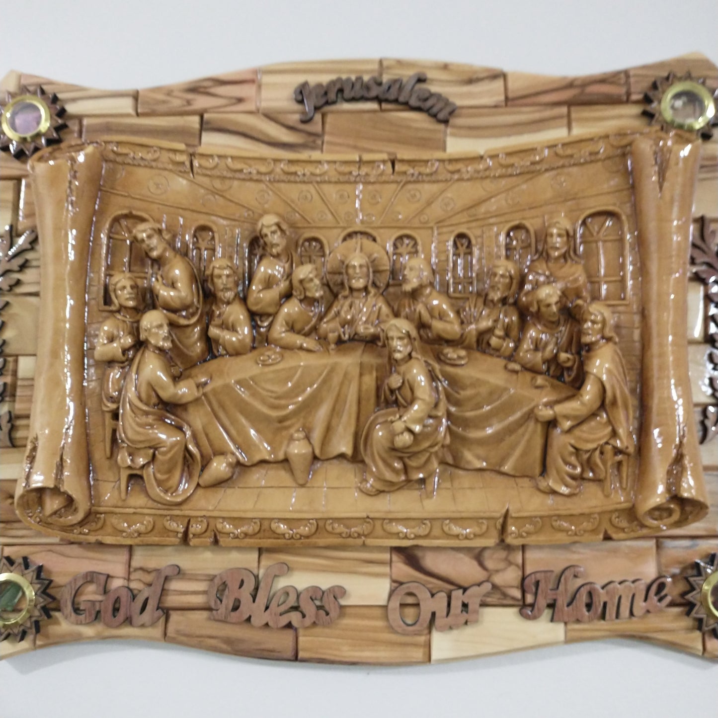 The last Supper ,olive wood hand made in Bethlehem / Holyland.