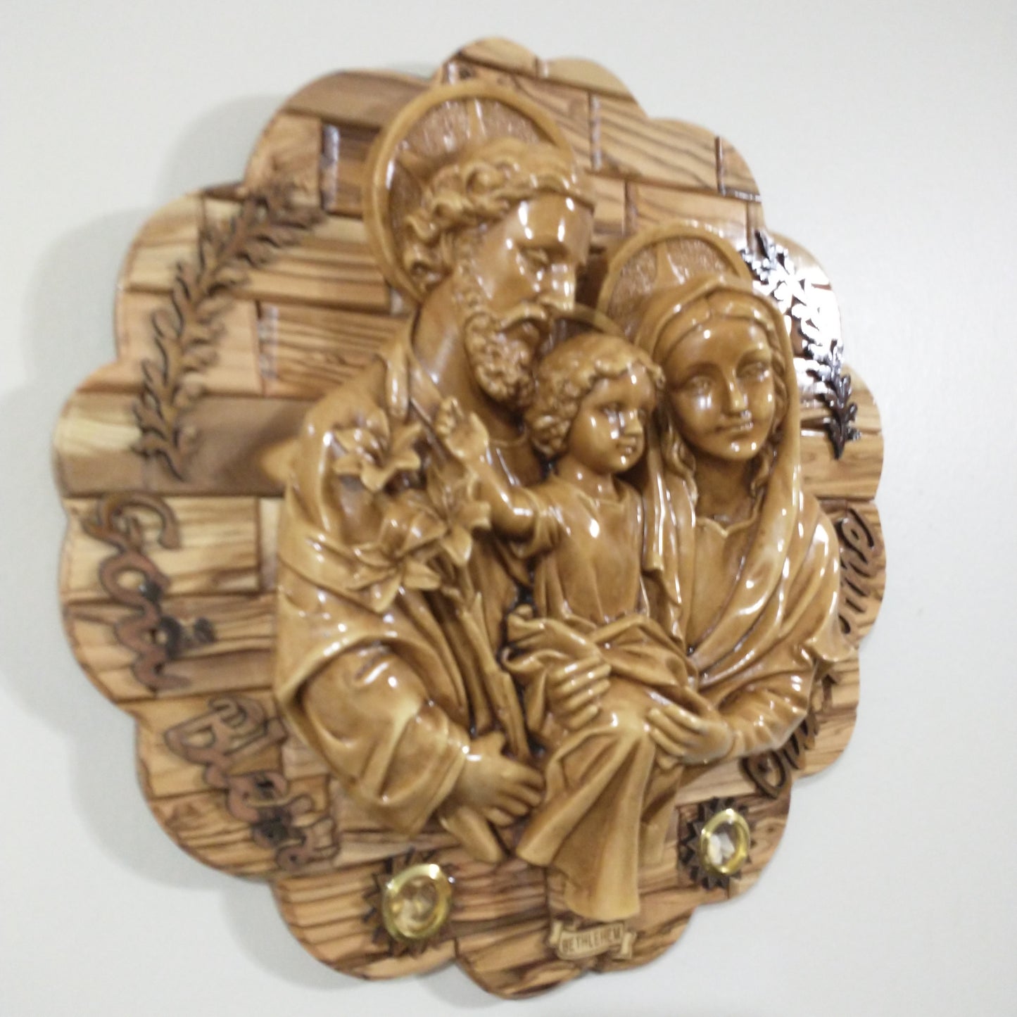 The Holy Family , Olive wood ,hand made in Bethlehem/ Holyland .