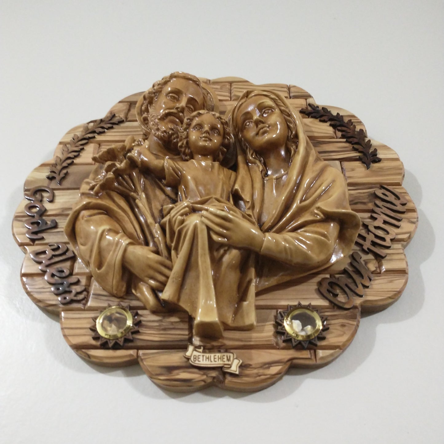 The Holy Family , Olive wood ,hand made in Bethlehem/ Holyland .