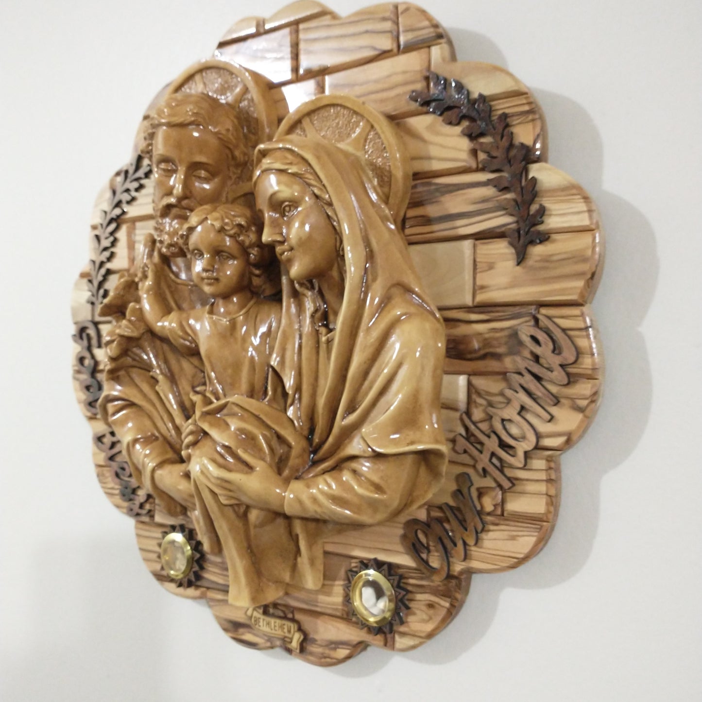 The Holy Family , Olive wood ,hand made in Bethlehem/ Holyland .