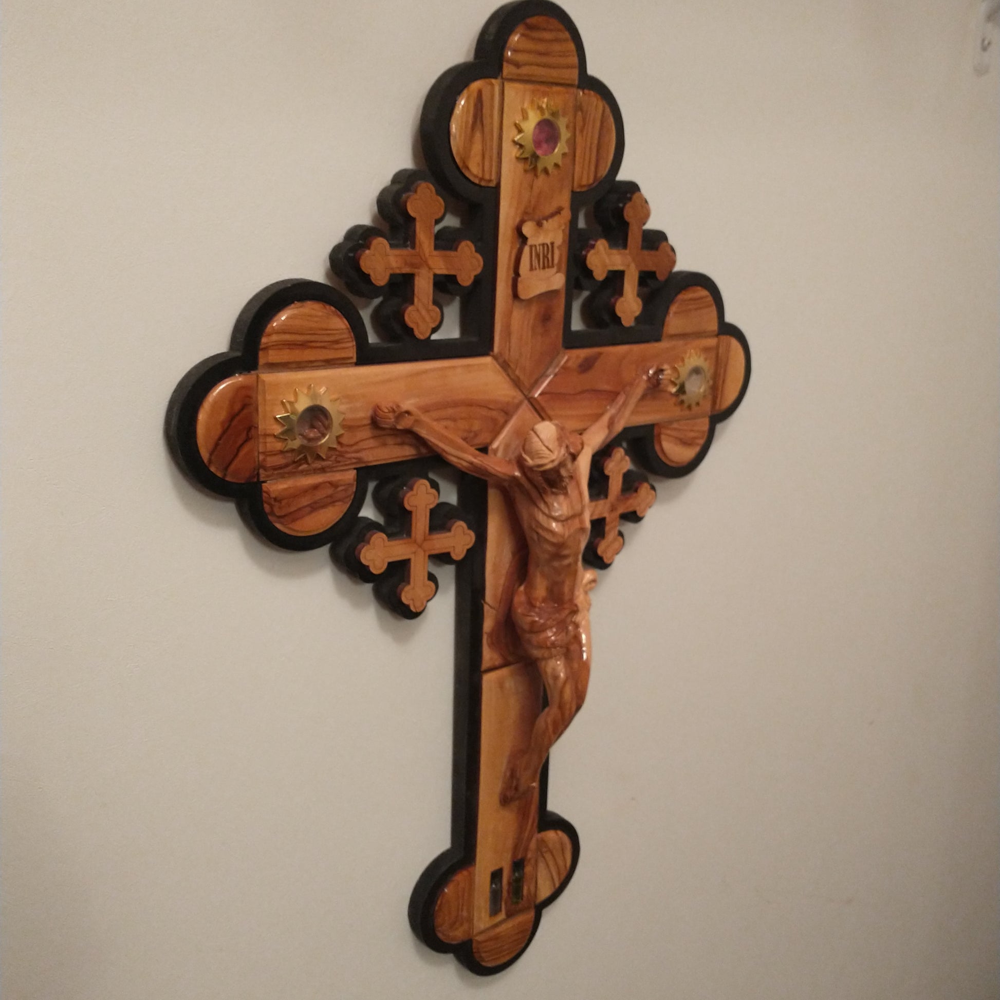 15 Budded Crucifix, Corpus Hand Carved from Holy Land Olive Wood –  Bethlehem Handicrafts