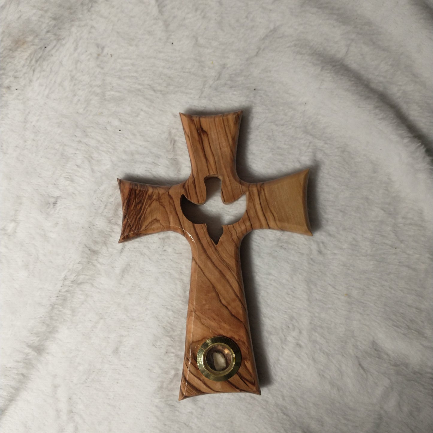 Cross ,with the Holy spirit ,Olive wood Hand carved in Bethlehem / Holyland.