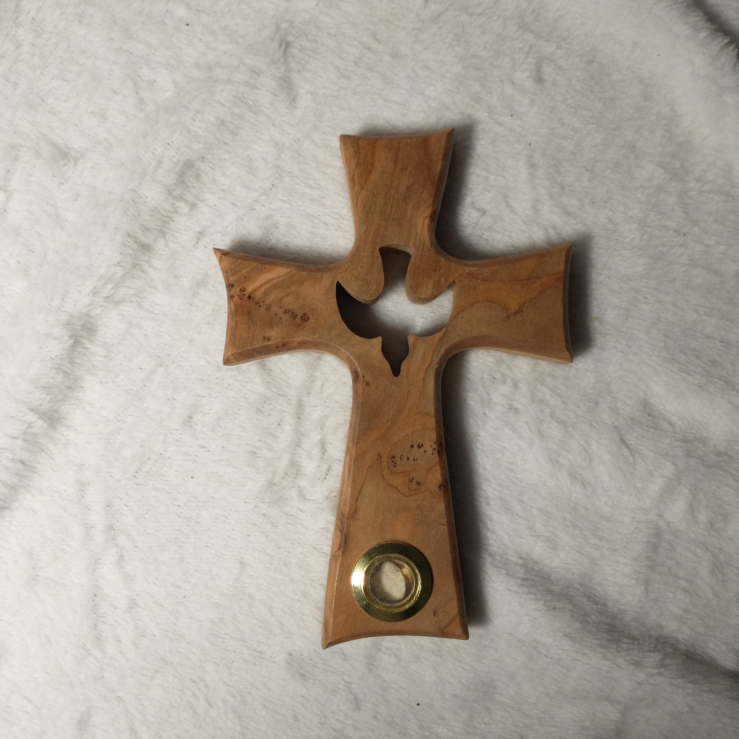 Cross ,with the Holy spirit ,Olive wood Hand carved in Bethlehem / Holyland.