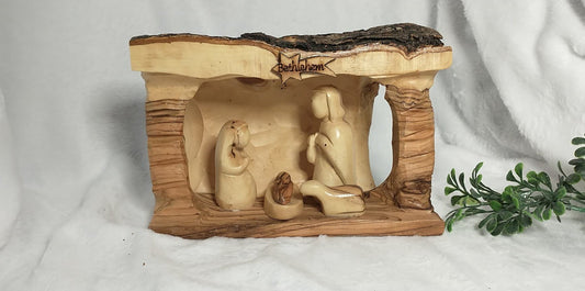 Nativity set olive wood hand carved