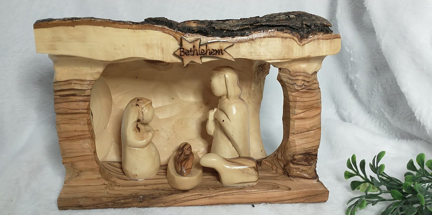 Nativity set olive wood hand carved