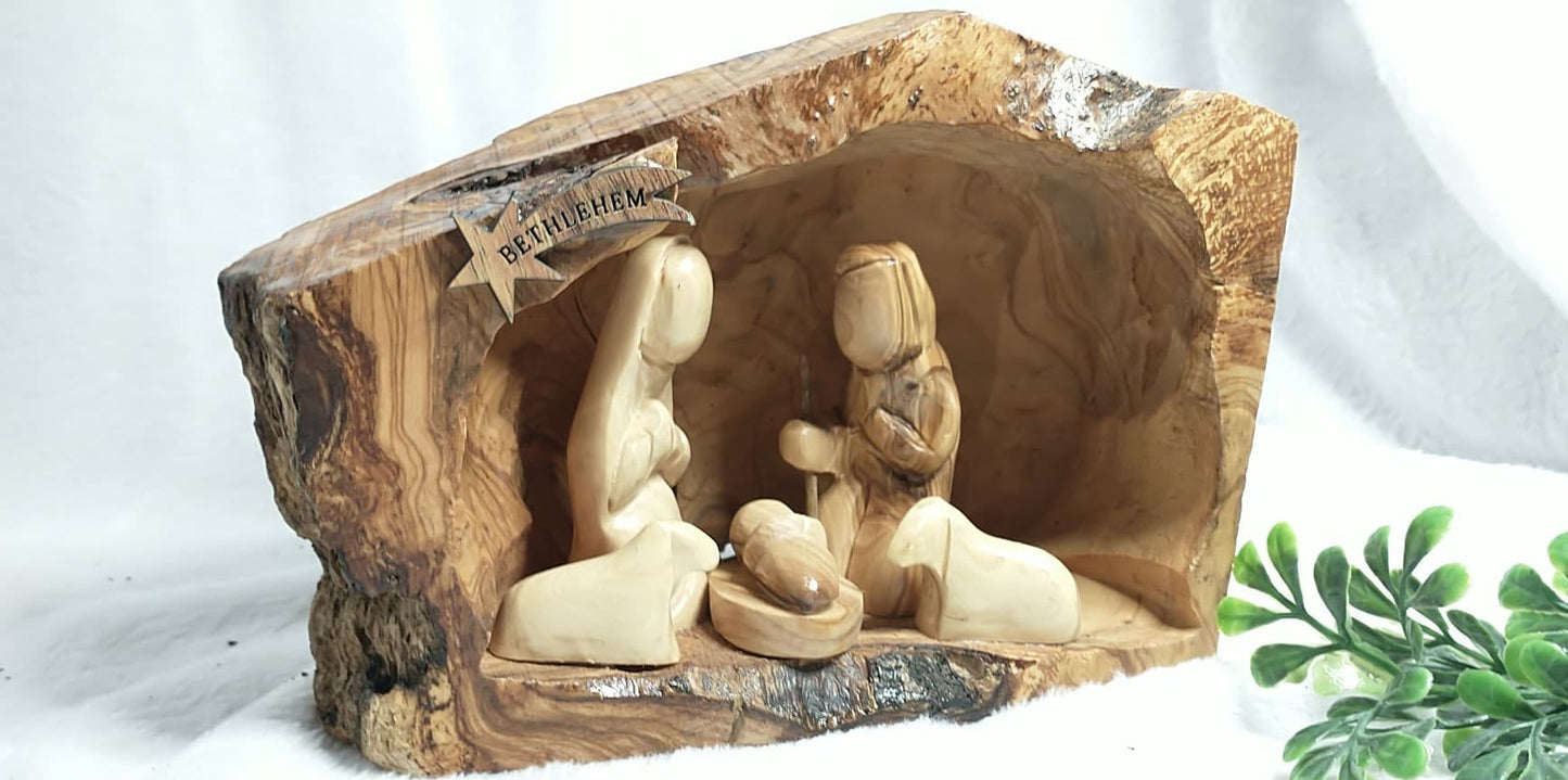 nativity set hand carved olive wood