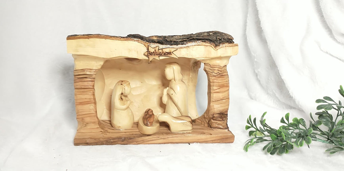 Nativity set olive wood hand carved